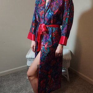 Vintage Victoria Secrets Floral Gold Label Kimono Robe Size PS